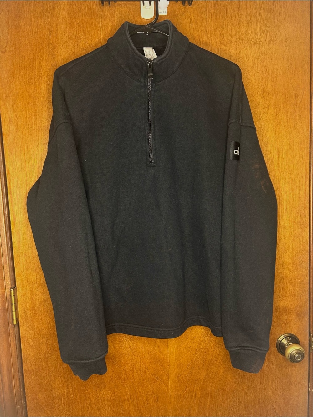 Alo Renown Heavyweight 1/4 Zip Sweatshirt Black Unisex Medium Pullover M⁠